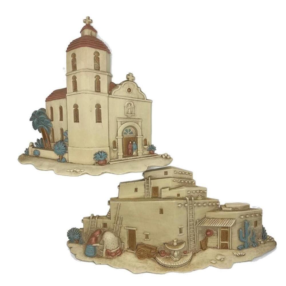 Vintage 1993 Burwood Products Southwest Wall Hanging Church Mission Pueblo